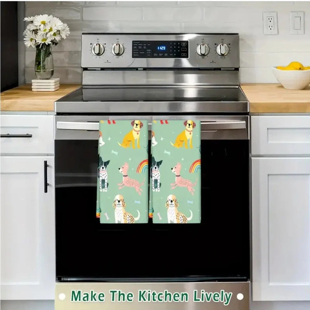 Set of 2 Playful Puppy Dog Microfiber Hand Towels